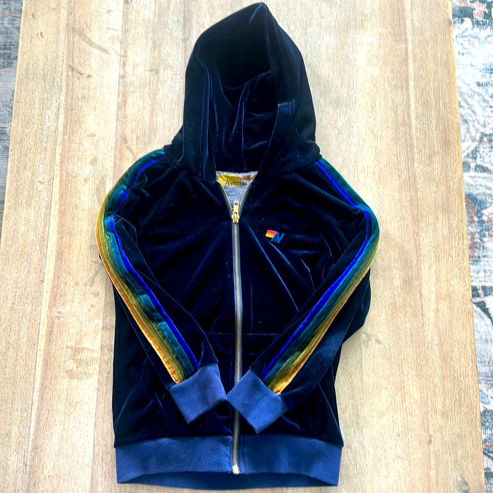 Kids (youth) Aviator Nation Velour Zip Up Jacket